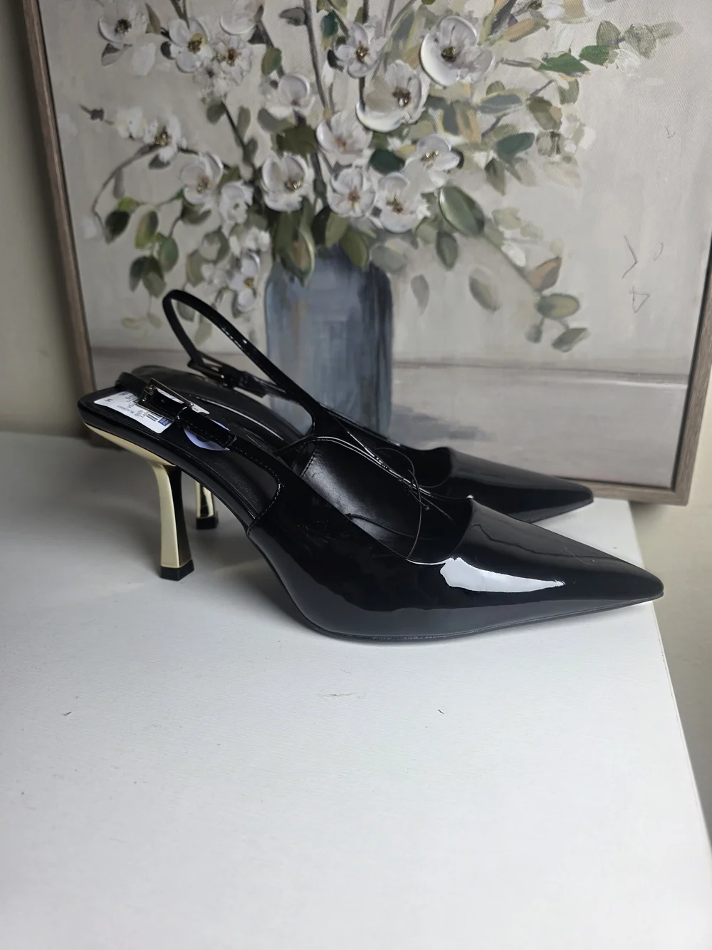 ALDO Black Patent Pointed-Toe Slingback Pumps